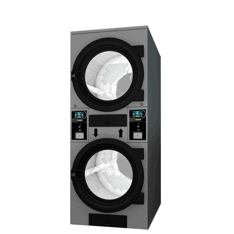 Industrial Domus Dynamic Stack Dryers with open doors and control panels.