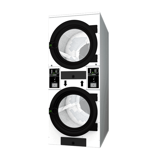 UDLM2 – ESSENTIAL STACK DRYERS commercial machines with digital controls and black doors.