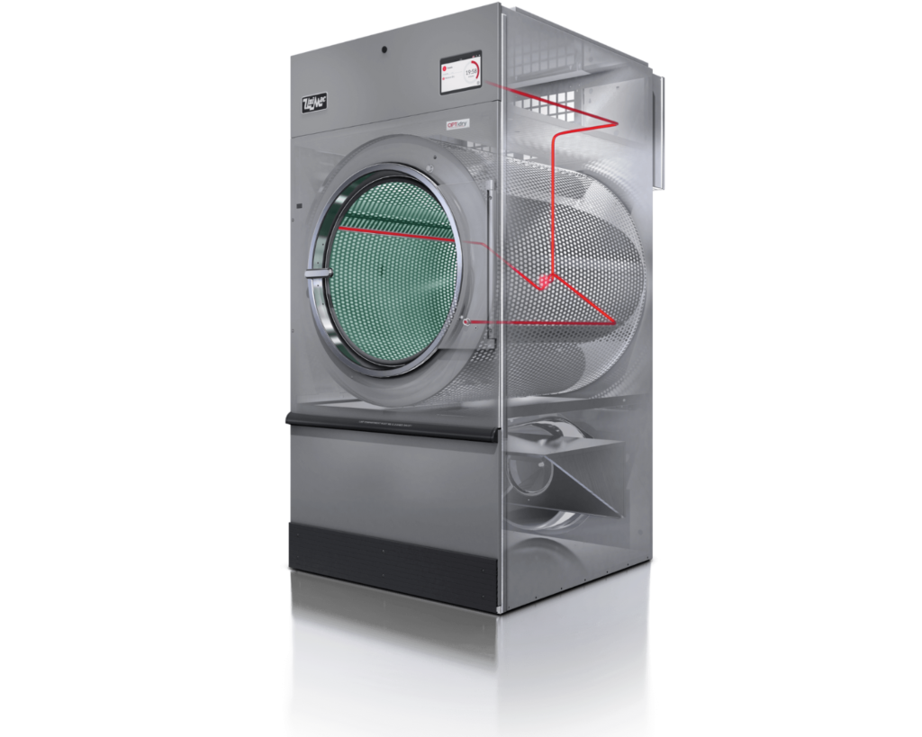 High-capacity commercial washer illustrating internal airflow, supported by Southeastern Laundry repair service in Forsyth, Georgia.