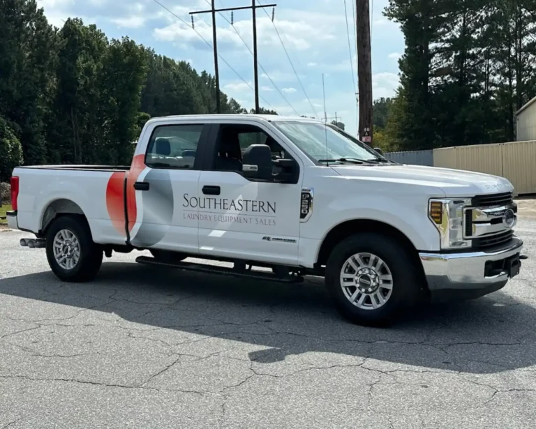 Southeastern Laundry service truck used for commercial laundry equipment support and repairs in Perry, GA.