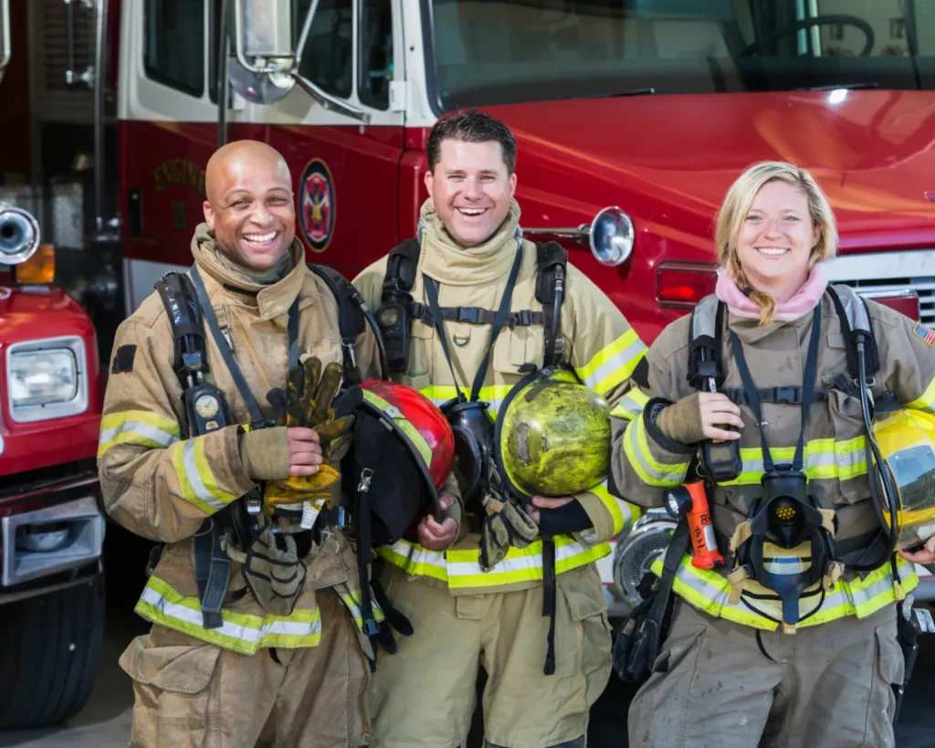 Firefighters in gear representing commercial laundry systems in Rincon supported by Southeastern Laundry for fire departments and emergency services.