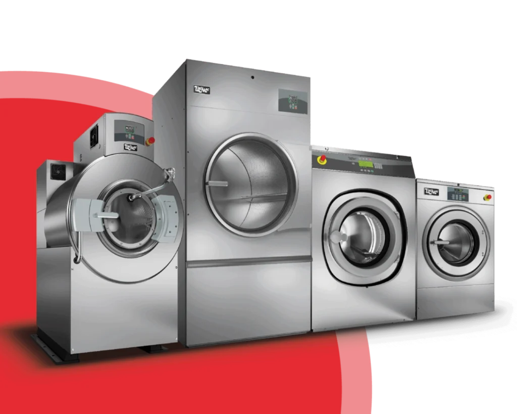 UniMac commercial washers and dryers used in large-scale laundry operations serviced by SELaundry in Summerville.
