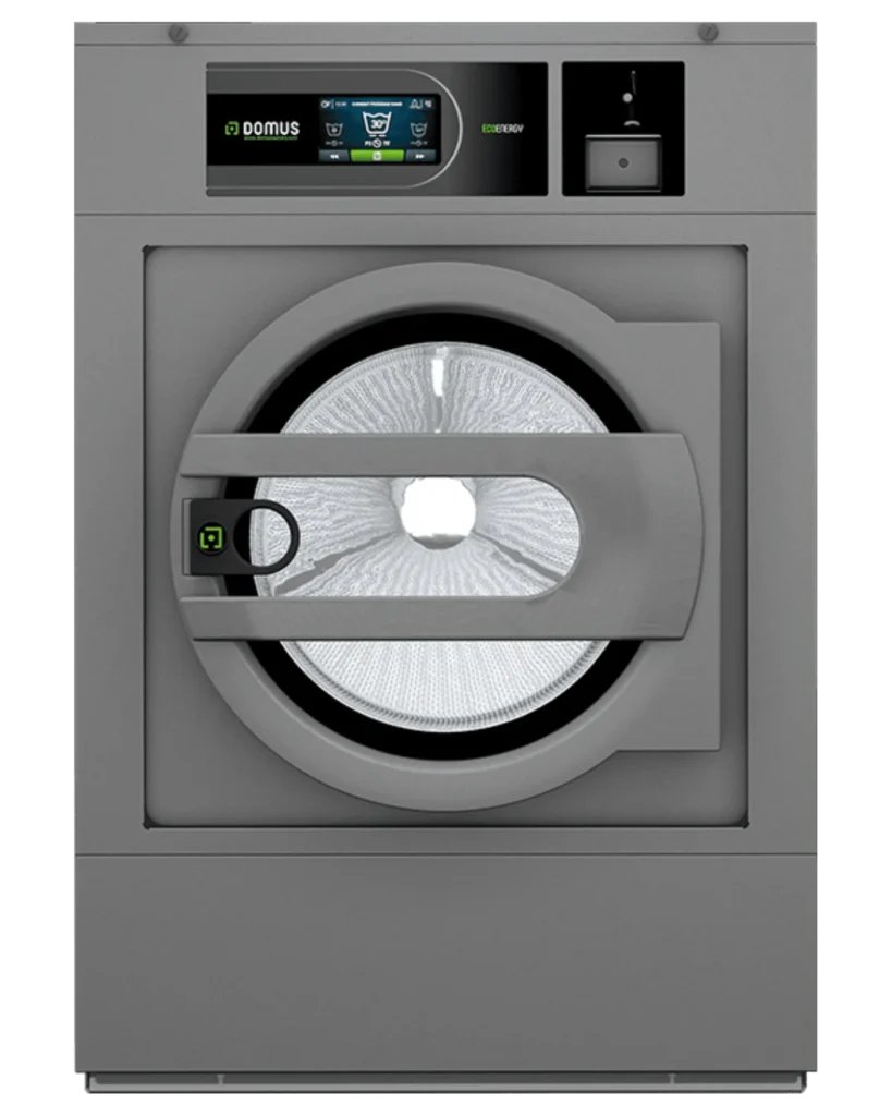 Domus washer displayed for Southeastern Laundry laundromat equipment in an Orlando store layout.