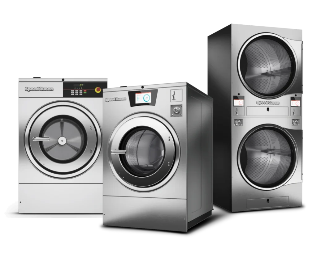 Speed Queen® laundromat equipment for sale shown for Southeastern Laundry commercial laundry options in Louisiana.