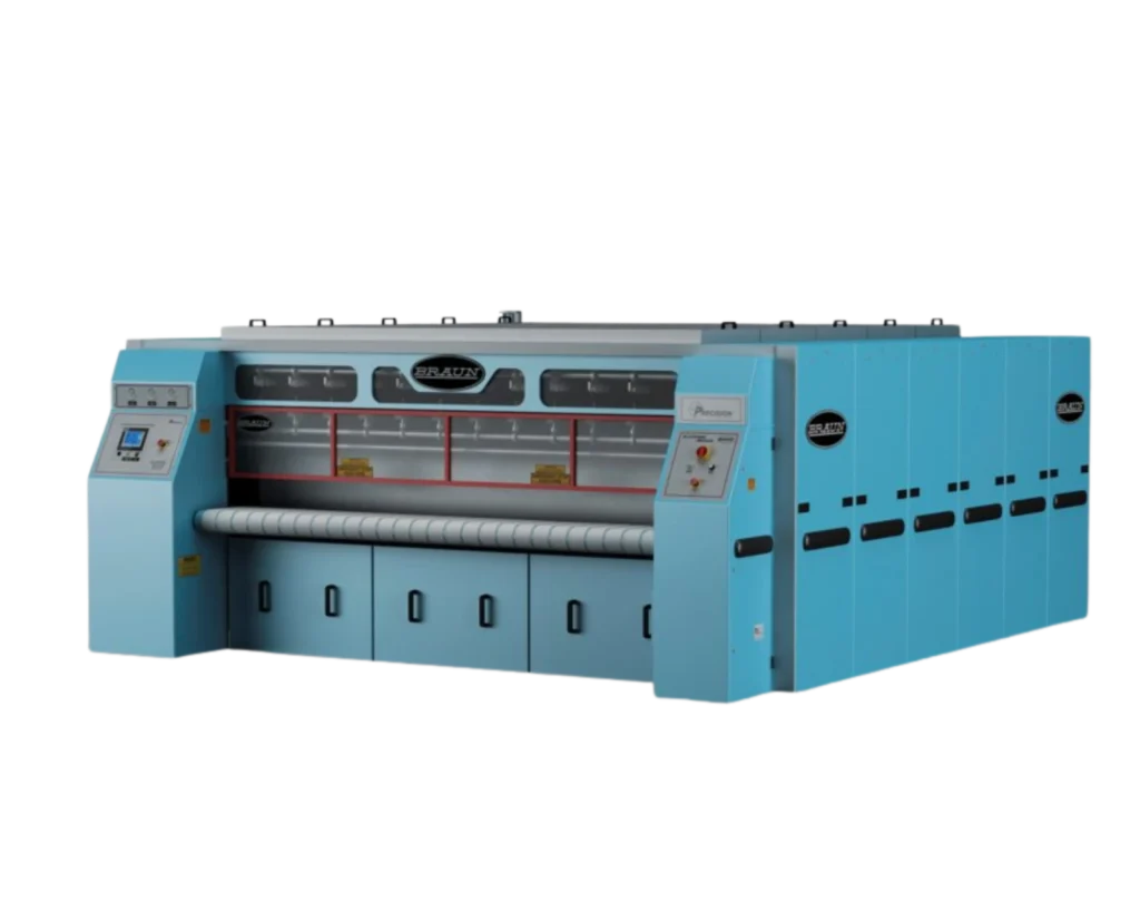 Braun® commercial finishing equipment shown for Southeastern Laundry service in Tampa.