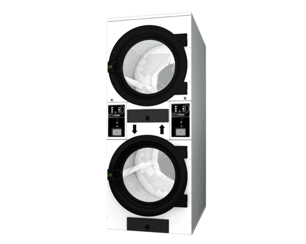 Domus® stacked dryer unit shown for Southeastern Laundry commercial laundry equipment solutions in Tennessee.