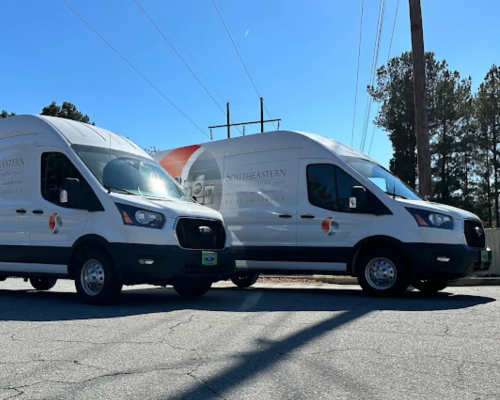 Commercial laundry maintenance plans supported by Southeastern Laundry Equipment service vans for responsive repair visits.