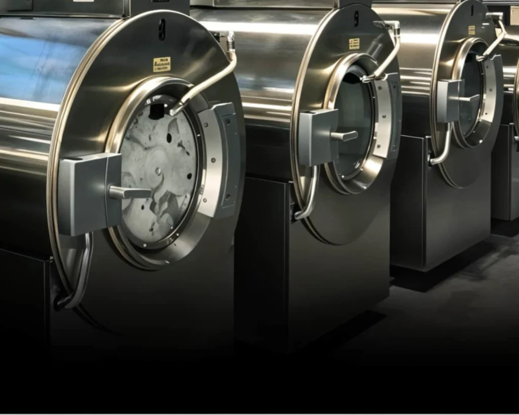 Commercial laundry machines supporting hotel laundry best practices for high-volume on-premise linen processing.