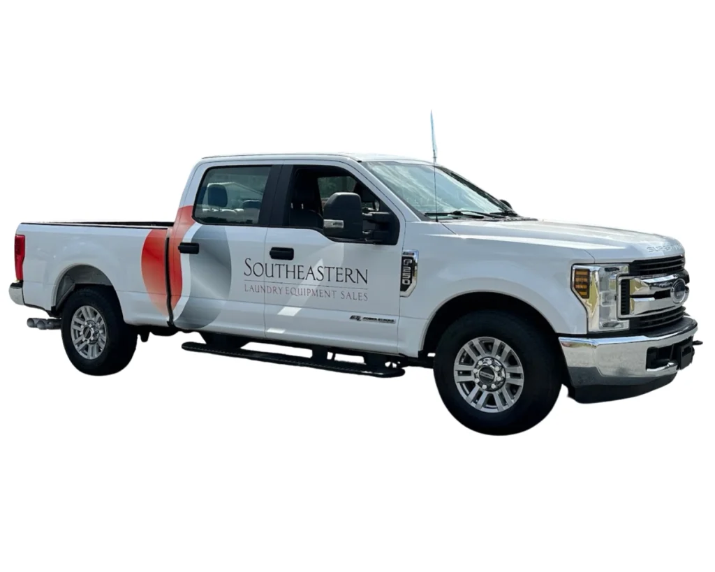 Southeastern Laundry Equipment service truck supporting facilities that want to control on-premise laundry costs through equipment service and maintenance.