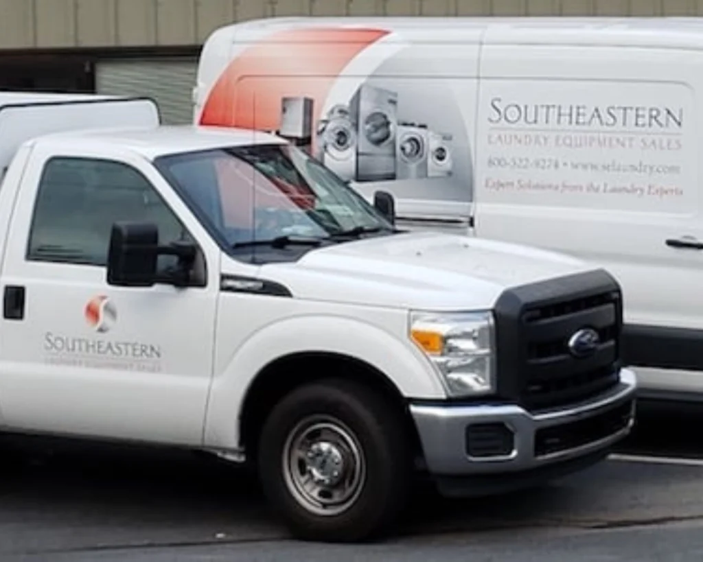 Southeastern Laundry Equipment service trucks for commercial laundry equipment repair and maintenance